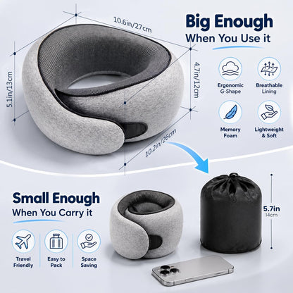 G-Shaped Memory Foam Travel Pillow – Ergonomic Neck Support for Comfortable Travel